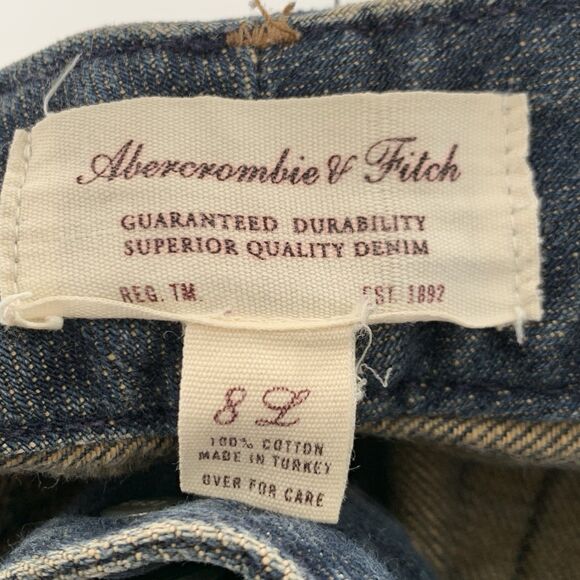 Vintage Abercrombie Fitch Jeans Women 8 Long Flare Dark Wash Premium Y2K 33x33 - Picture 6 of 11